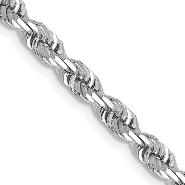 14K White Gold 20" Diamond-Cut Rope Chain - 4mm