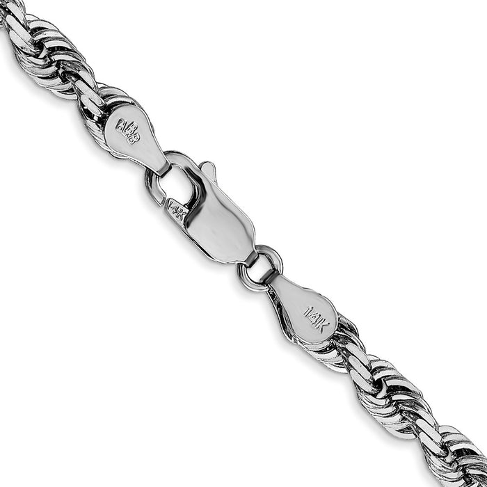 High-Quality 14K White Gold 22" 4.5mm Diamond-Cut Rope Chain - Stylish Value!-3