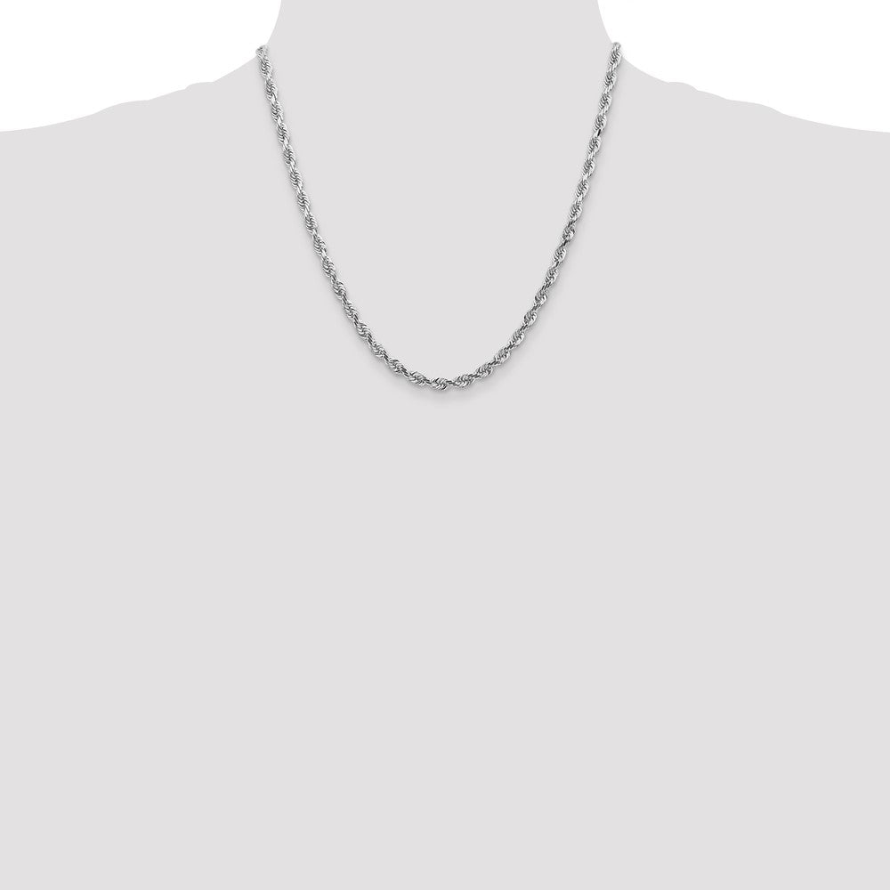 Shop 14K White Gold 20-Inch Diamond-Cut Quadruple Rope Chain - Stylish Luxury