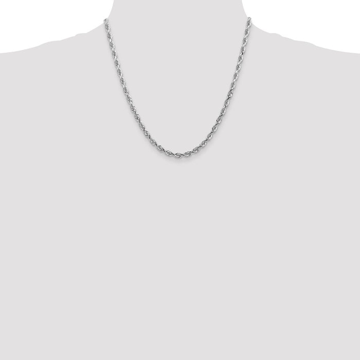Shop 14K White Gold 20-Inch Diamond-Cut Quadruple Rope Chain - Stylish Luxury-4
