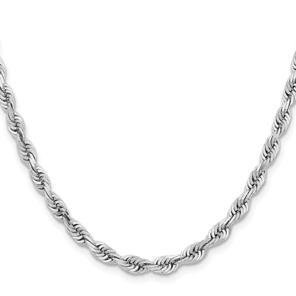 14K White Gold Diamond-Cut Rope Chain - 5mm