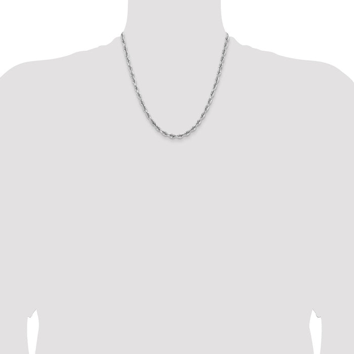 Buy Stylish 14K White Gold 20-Inch 5mm Diamond-Cut Rope Chain - Luxury Value-4