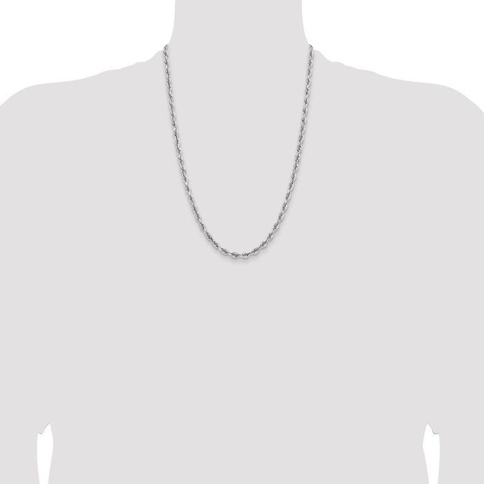 High-Quality 24-Inch 5mm Diamond-Cut Rope Chain in 14K White Gold - Stylish Value-4