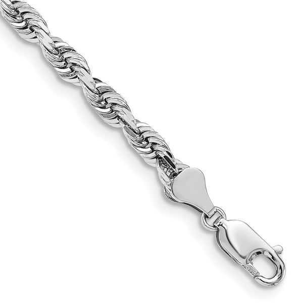 14K White Gold 5mm Diamond-Cut Rope Chain