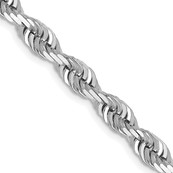 14K White Gold Diamond-Cut Rope Chain - 5mm