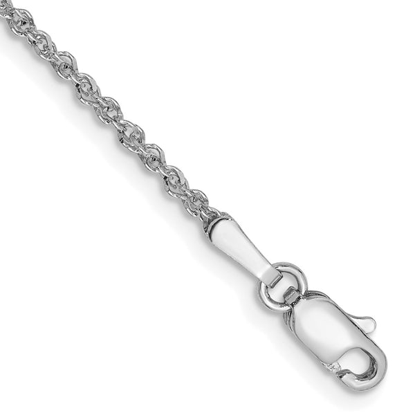 14K White Gold 10-Inch Ropa Anklet - 1.7mm