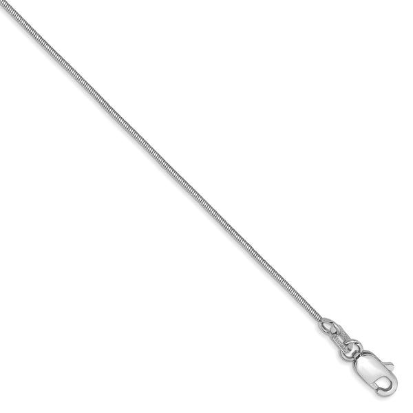 14K White Gold 9-Inch .8mm Round Snake Anklet