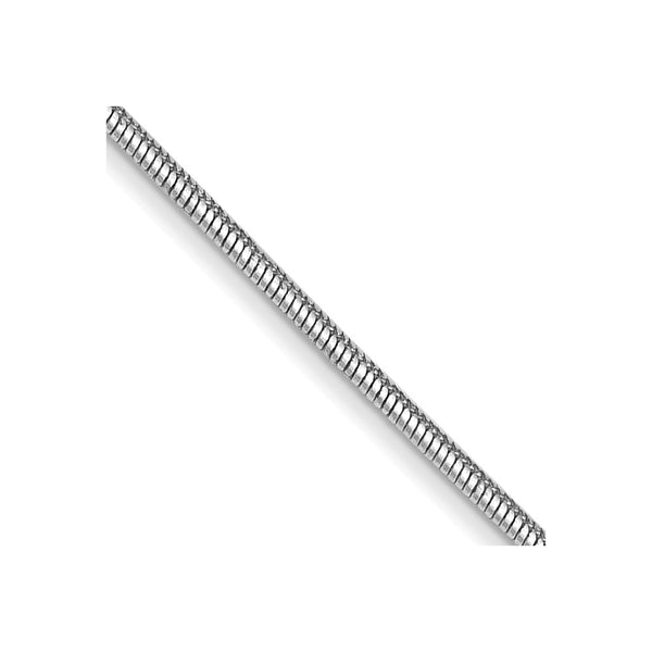 14K White Gold 24-Inch 0.8mm Round Snake Chain