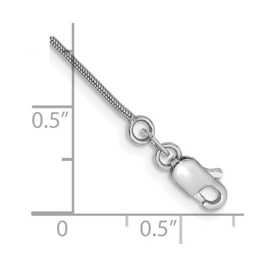Buy Stylish 14K White Gold 7-Inch Round Snake Chain - 0.9mm, Lobster Clasp