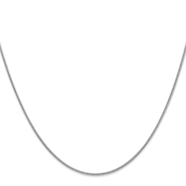 14K White Gold 1.4mm Round Snake Chain, Lobster Clasp