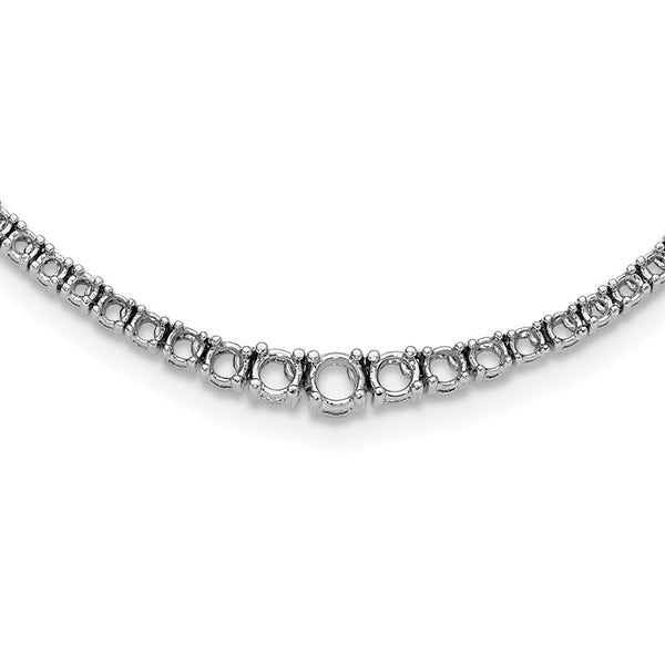 14K White Gold Diamond Necklace Setting, Graduating Stones