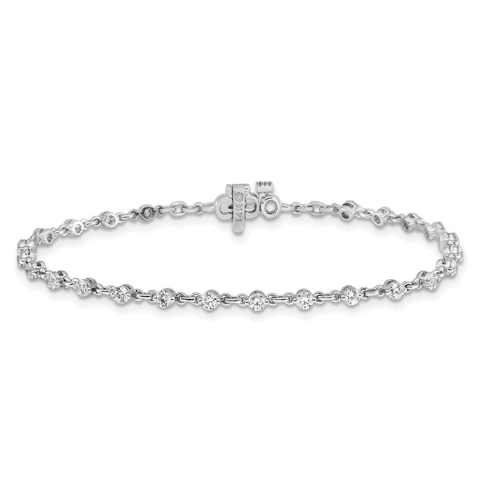 Shop Luxury 14K White Gold 3mm Round Diamond Tennis Bracelet - Stylish Value!-3