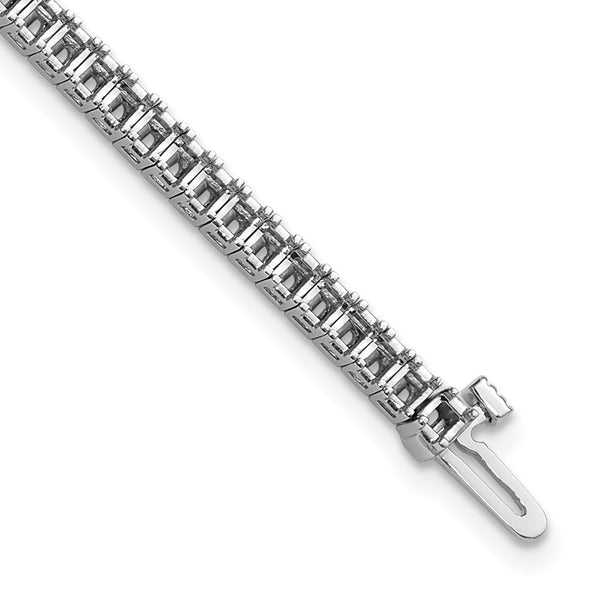 14K White Gold 2mm Princess Cut 4ct Diamond Tennis Bracelet