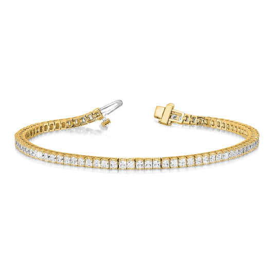 Buy 14K Gold 2.5mm Princess Cut Diamond Tennis Bracelet - 6.6ct Luxury