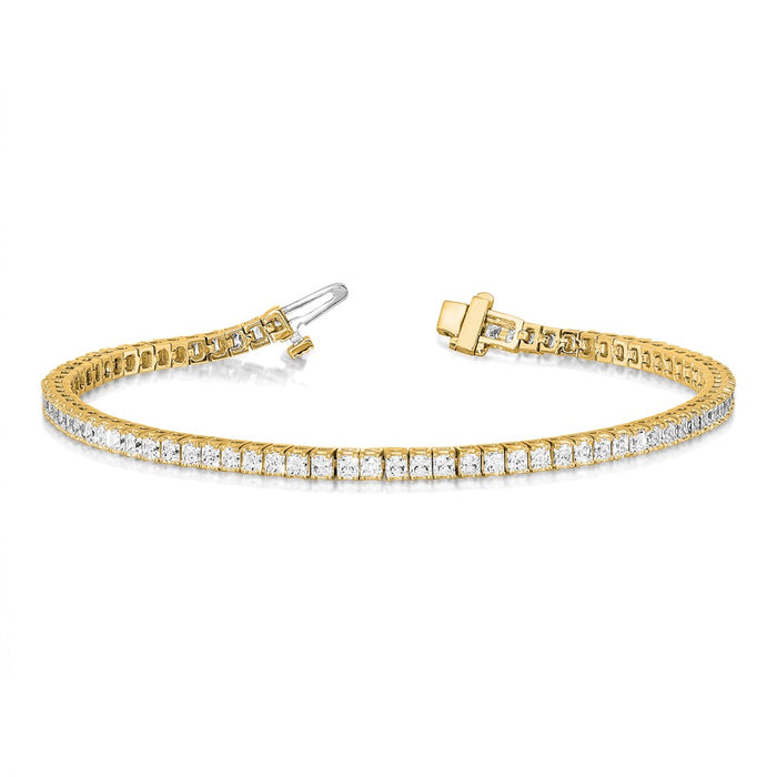 Buy 14K Gold 2.5mm Princess Cut Diamond Tennis Bracelet - 6.6ct Luxury-2