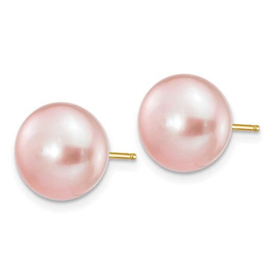 Buy 14K Gold 10-11mm Purple Freshwater Pearl Stud Earrings - Stylish Value!