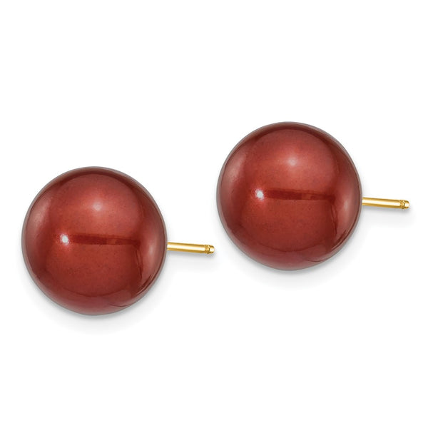 14K Gold Freshwater Pearl Stud Earrings 10-11mm