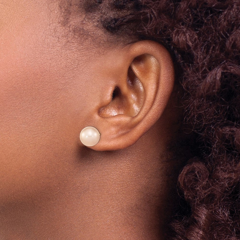 Shop Exclusive 14K Gold 10-11mm Pink Freshwater Pearl Stud Earrings - Stylish Value
