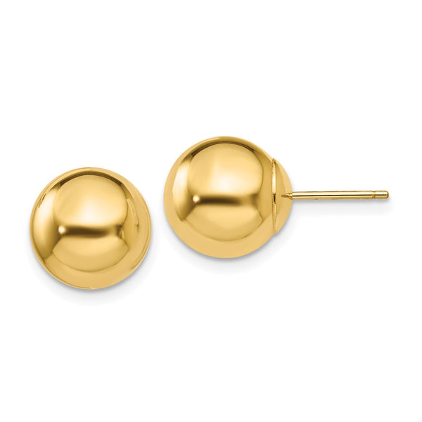 14K Gold Polished 10mm Ball Stud Earrings