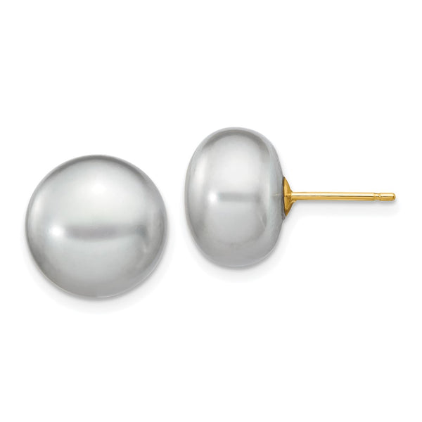 14K Gold Freshwater Pearl Stud Earrings - 11-12mm