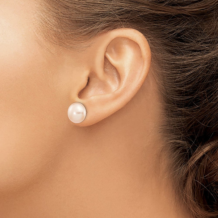 Buy Stylish 14K Gold 11-12mm Pink Pearl Stud Earrings - Luxury Value Offer!-3