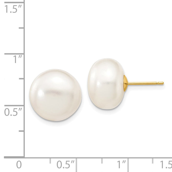 Shop Exclusive 14K White Gold Freshwater Pearl Button Stud Earrings 12-13mm-4