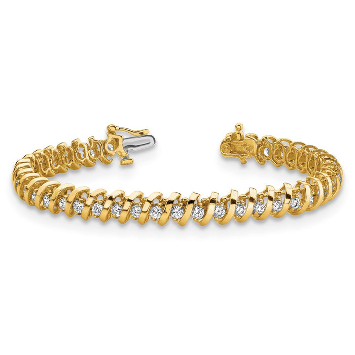 Shop Stylish 14K Gold Tennis Bracelet with 1.6 Carat Round Diamonds-3