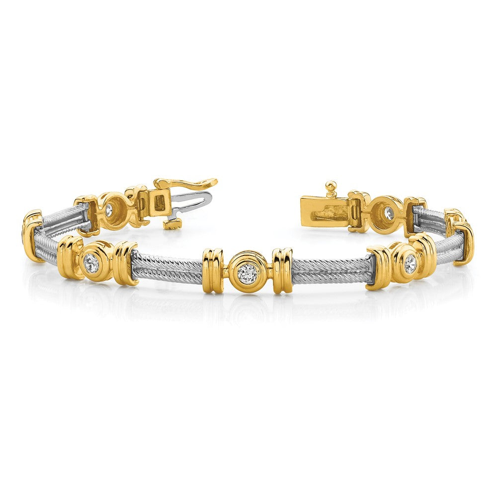 Exclusive 14K Two-Tone AA Diamond Elegance Bracelet - Stylish Luxury Jewelry