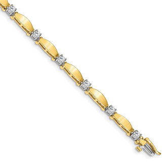 Shop Stylish 14K Two-Tone 3mm Bar Link Tennis Bracelet | Luxury Value Jewelry