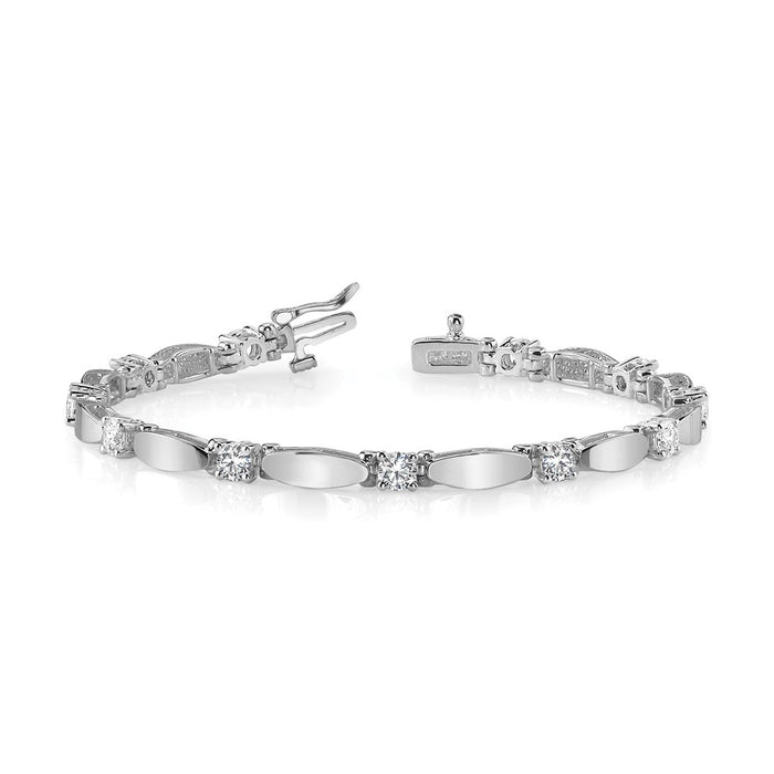 Shop Stylish 14K White Gold 3mm Bar Link Tennis Bracelet - Affordable Luxury-3