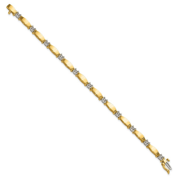 14K Two-Tone 3.5mm Bar Link Tennis Bracelet