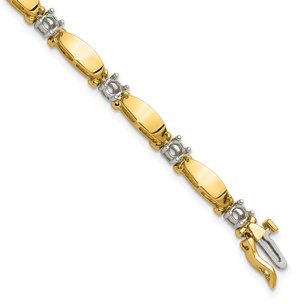 14K Two-Tone 3.5mm Bar Link Tennis Bracelet