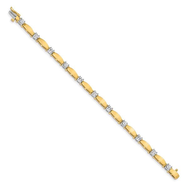 14K Two-Tone 4mm Bar Link Tennis Bracelet
