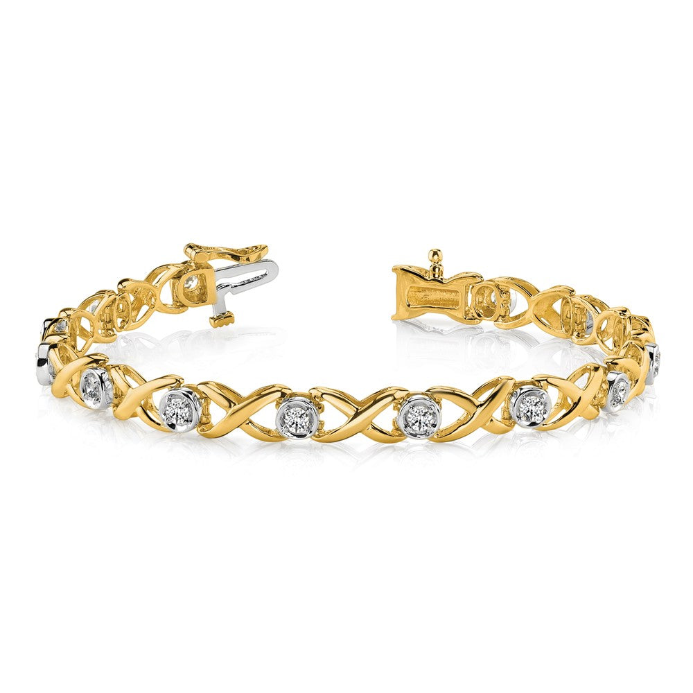 Exclusive 14K Two-Tone Diamond Tennis Bracelet - Stylish & High-Quality Design