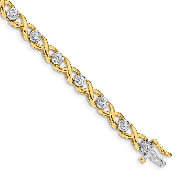 14K Two-Tone 2.6mm Diamond Tennis Bracelet