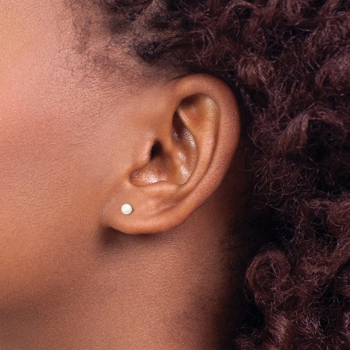 Shop Exclusive 14K White Gold Pearl Button Stud Earrings - 3-4mm Luxury Value-3