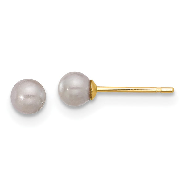14K Gold Freshwater Pearl Stud Earrings - 3-4mm