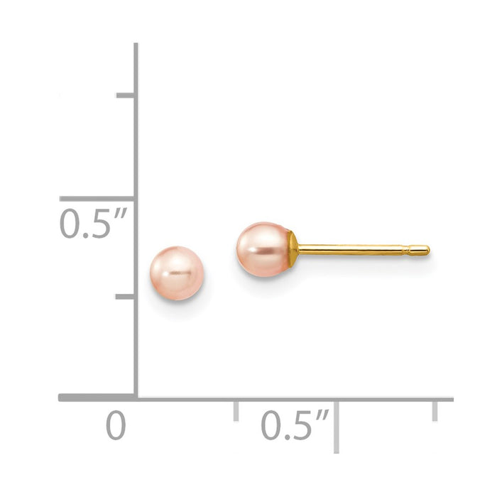 Buy Stylish 14K Gold Round Freshwater Pearl Stud Earrings - 3-4mm-4