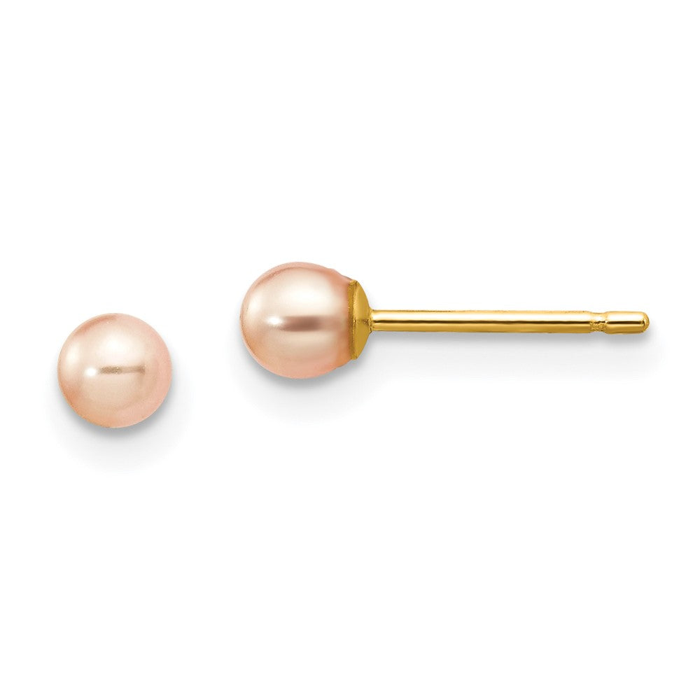 Buy Stylish 14K Gold Round Freshwater Pearl Stud Earrings - 3-4mm