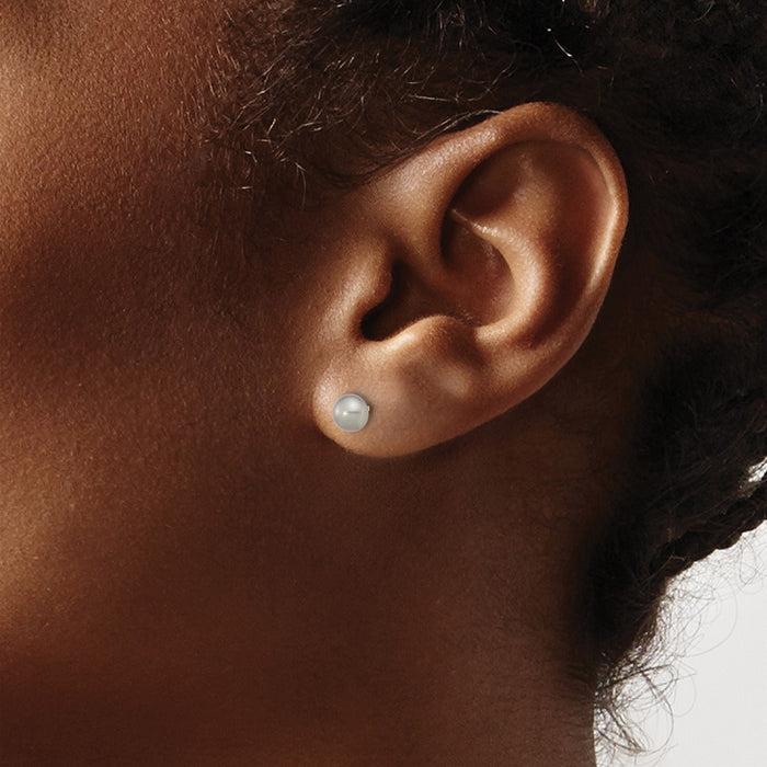 Buy Stylish 14K Gold 4-5mm Grey Button Pearl Stud Earrings - Luxury Value!-3