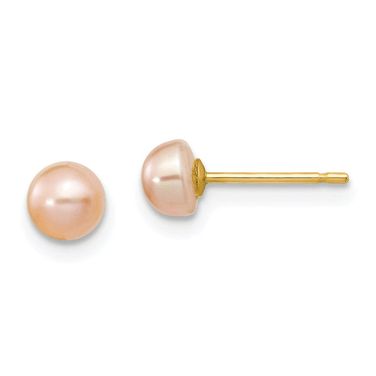 Buy Stylish 14K Gold 4-5mm Pink Freshwater Pearl Stud Earrings - Affordable Luxury!