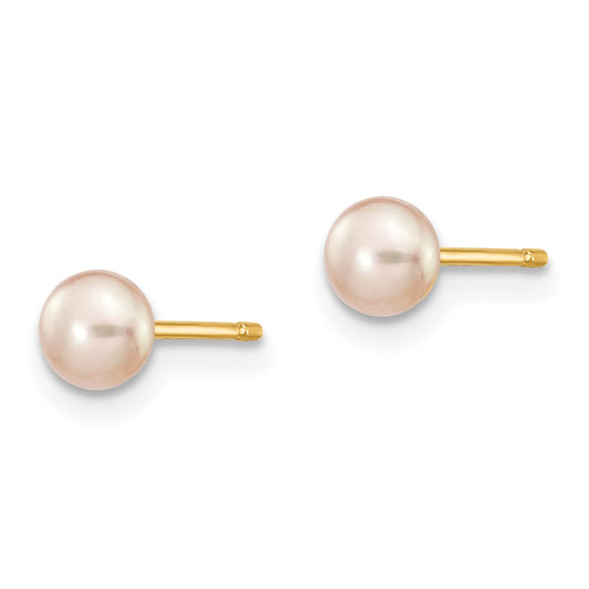 Designer 14K Gold Purple Freshwater Pearl Stud Earrings, 4-5mm - Stylish Value