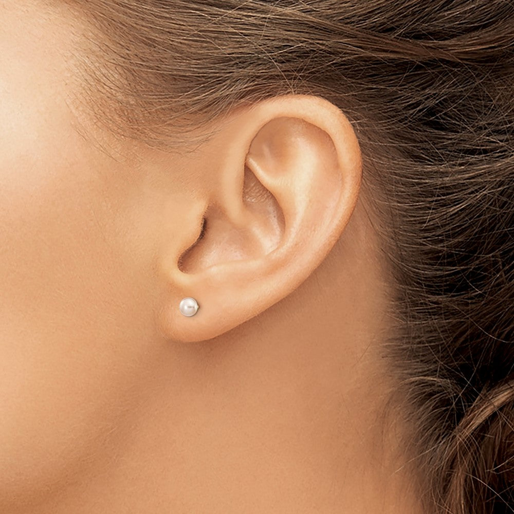 Designer 14K Gold Purple Freshwater Pearl Stud Earrings, 4-5mm - Stylish Value