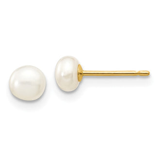 Buy Stylish 14K White Gold Button Stud Earrings with 4-5mm Freshwater Pearls