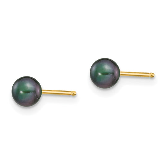 Shop Stylish 14K Gold Black Freshwater Pearl Stud Earrings (4-5mm) - Luxury Value