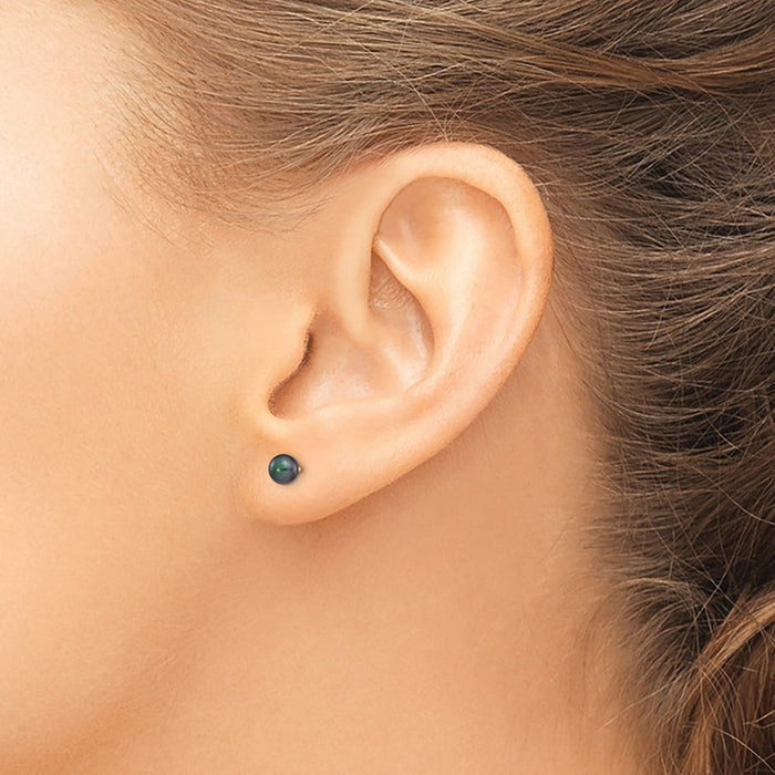 Shop Stylish 14K Gold Black Freshwater Pearl Stud Earrings (4-5mm) - Luxury Value-3