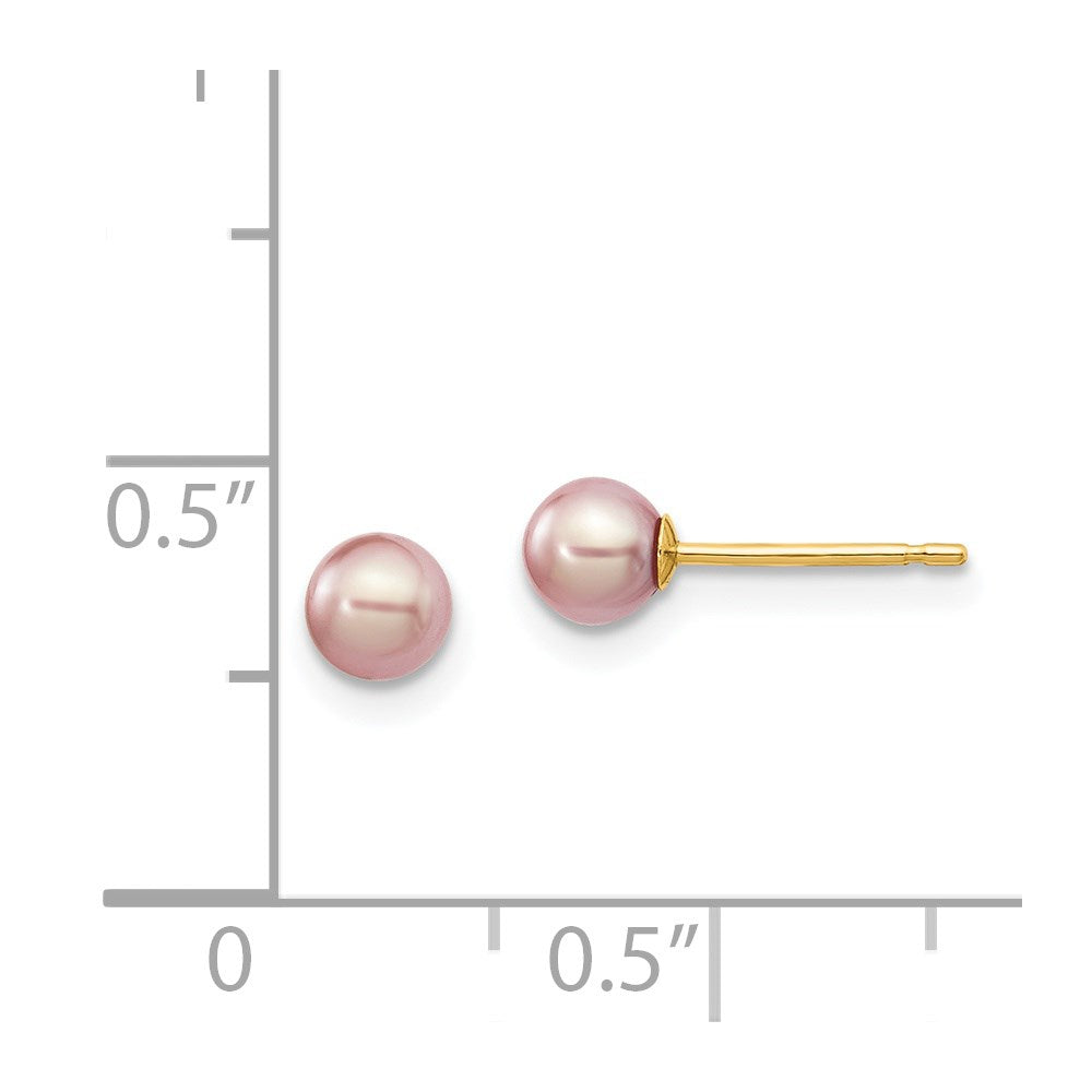 Designer 14K Gold Purple Freshwater Pearl Stud Earrings - 4-5mm Luxury Value