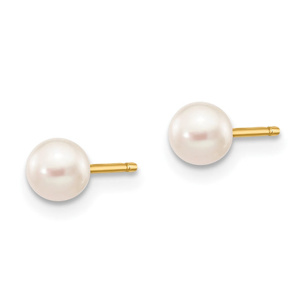 14K White Gold Pearl Stud Earrings - 4-5mm Freshwater