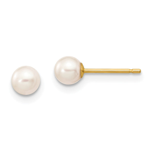 14K White Gold Pearl Stud Earrings - 4-5mm Freshwater