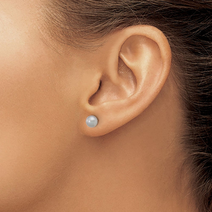 Shop Stylish 14K Gold Grey Button Freshwater Pearl Stud Earrings - 5-6mm-3